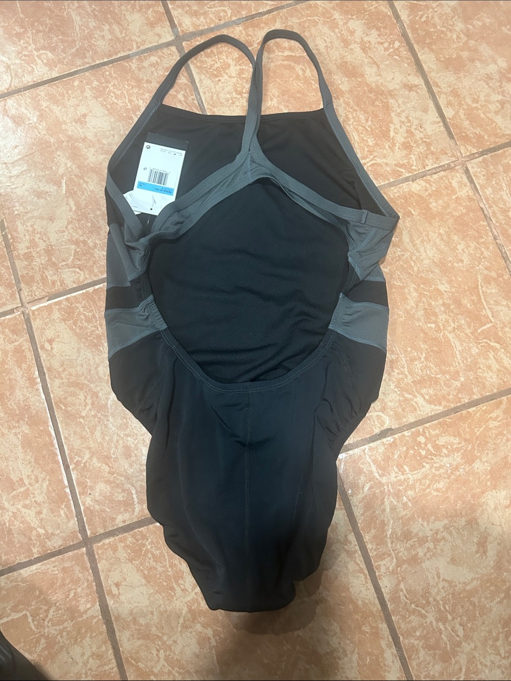 Nike Black Swimsuit with Gray Side Panels - Picture 2 of 3